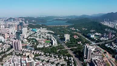 4k航拍深圳罗湖区绿色生态城市建设视频的预览图